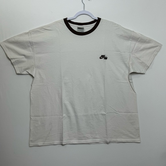 Early Y2K Nike Embroidered Nike Air Logo Short Sleeve T-shirt Men’s 2XL Mocha - Picture 1 of 7